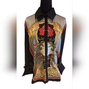 Amber Dawn Sheer Regal Leopard Blouse Large